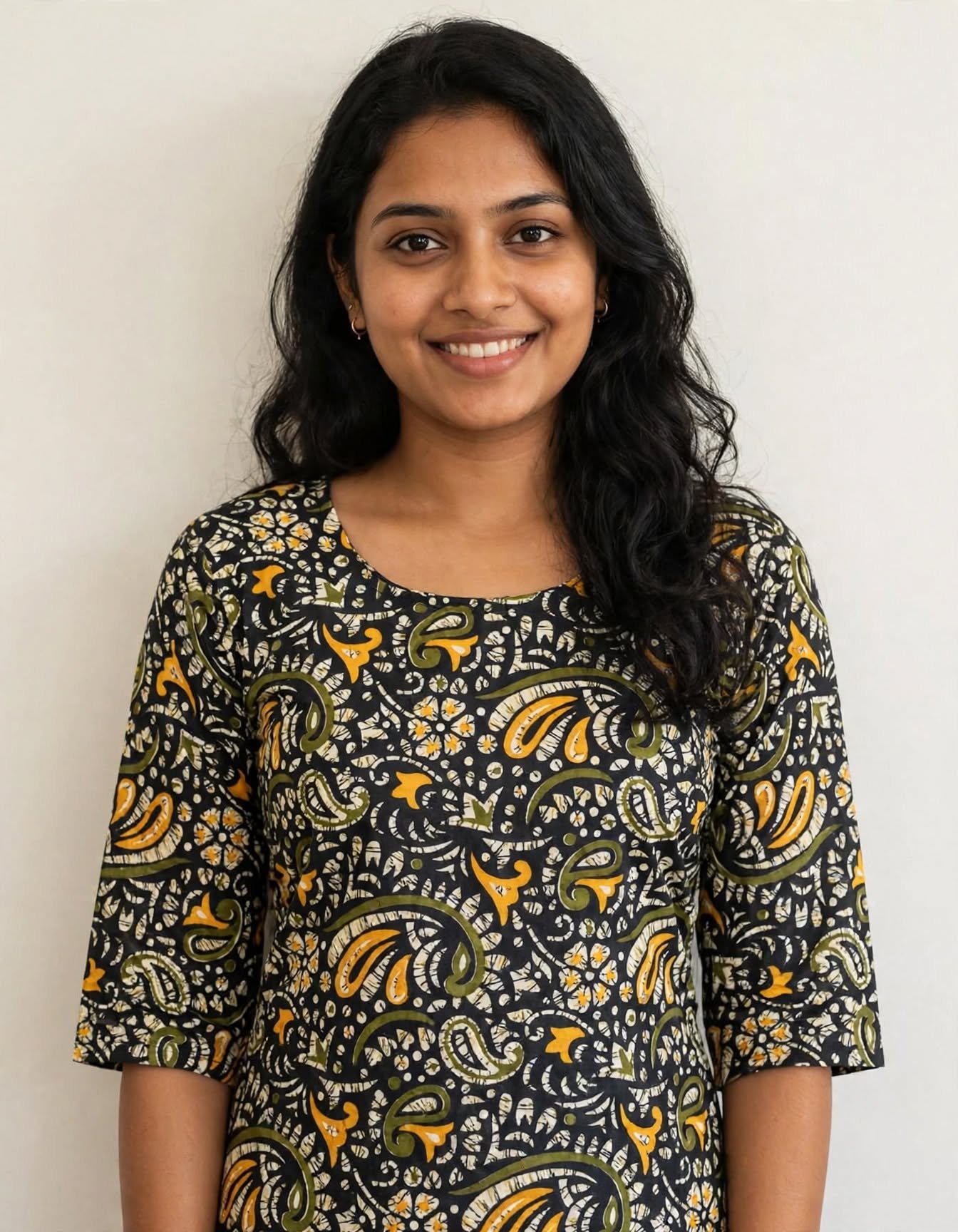 Black Mustard & Olive Kalamkari Paisley Cotton Short Kurti - Daily Wear