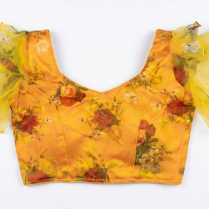 Blouse Butterfly Style Green Base Purple Rose Prints