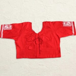 Red Cotton Embroidery Round Neck