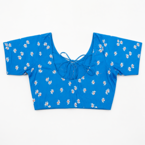 Blouse Blue Cotton Round Neck