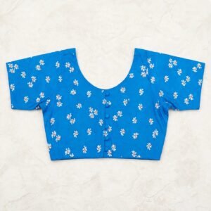 Blouse Blue Cotton Round Neck