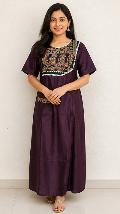 বুটিক নাইটি কাফতান, লাল, ১০০% সুতি - Image 4