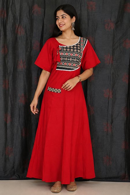 বুটিক নাইটি কাফতান, লাল, ১০০% সুতি