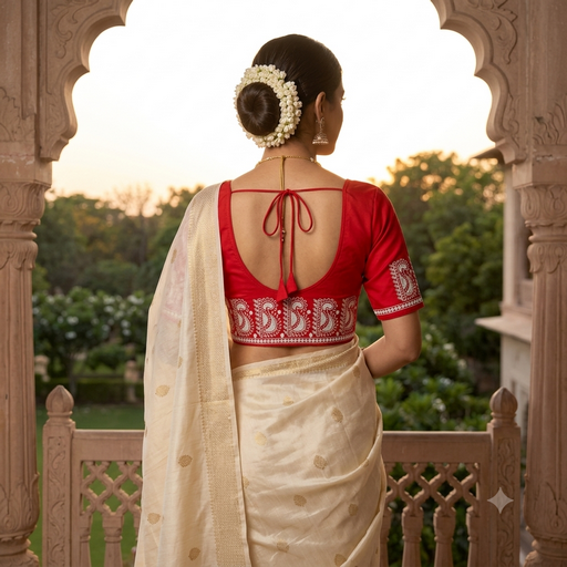 Red Cotton Embroidery Round Neck - Image 4