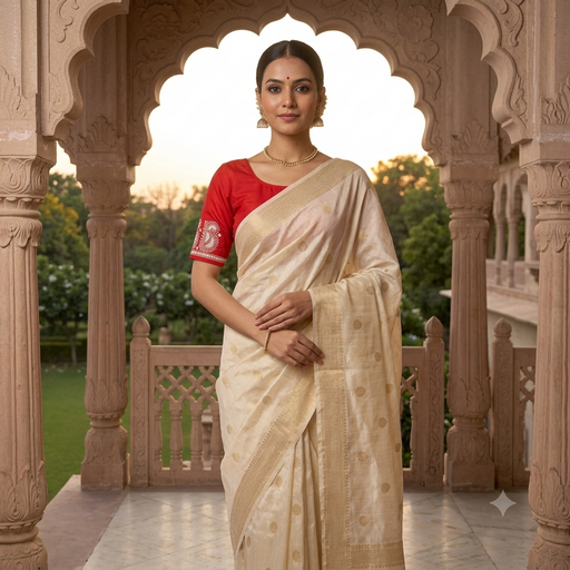Red Cotton Embroidery Round Neck - Image 5