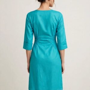 Aqua Fiesta - Turquoise Cotton Embroidered Short Kurti with White Chikankari Work