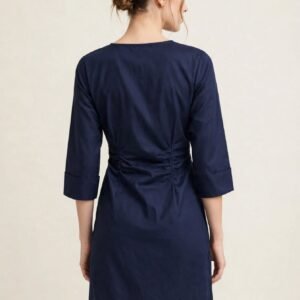 Midnight Blue - Navy Cotton Embroidered Short Kurti with White Chikankari Work