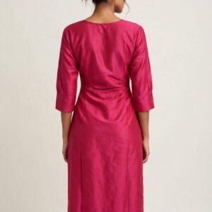 Rani Elegance - Magenta Cotton Embroidered Straight Kurti with White Lucknowi Chikankari Work